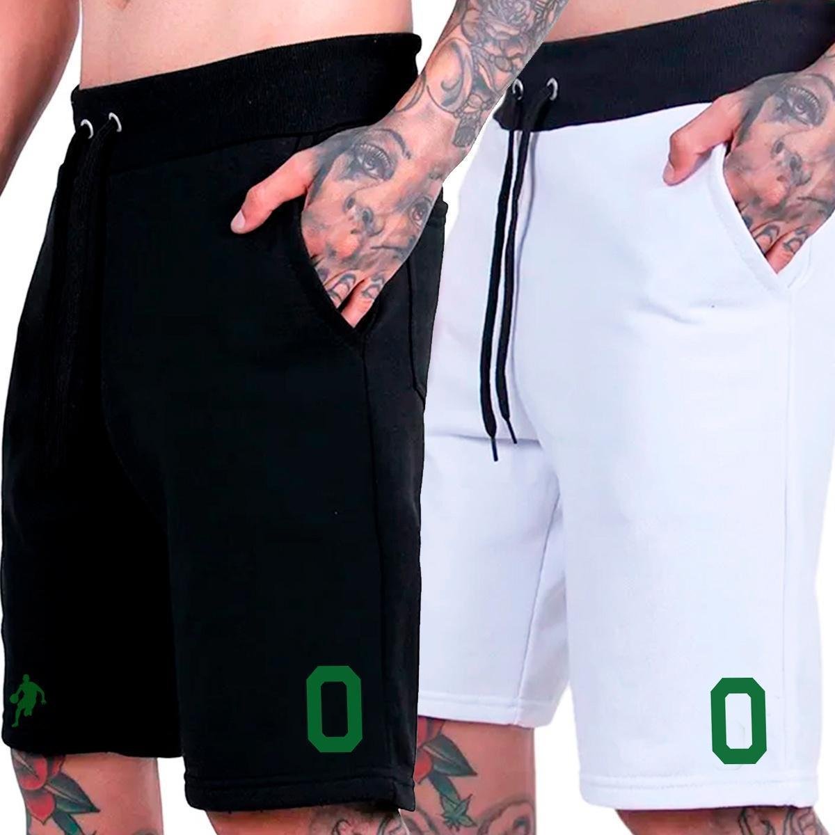 Kit 2 Bermudas Moletom Esportivo Americano Shorts Basquete Futebol Plus Size