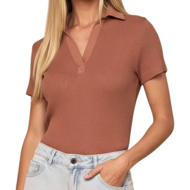 Camisa Feminina Lado Avesso Mousse Marrom Telha - L129