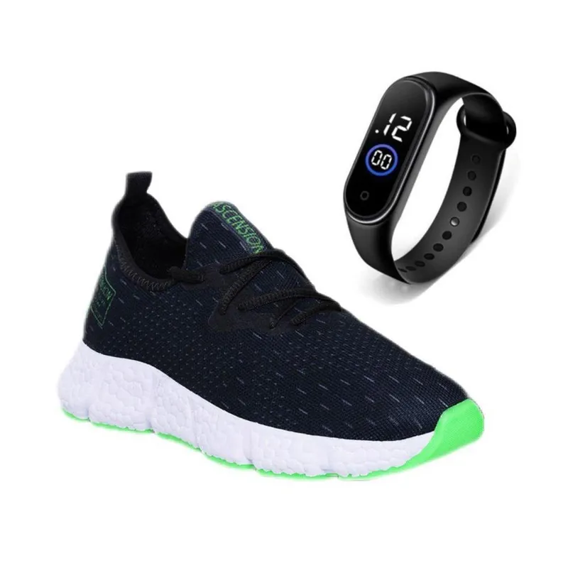 Tênis Para Academia Caminhada e Corrida Leve Macio+Relógio Digital
