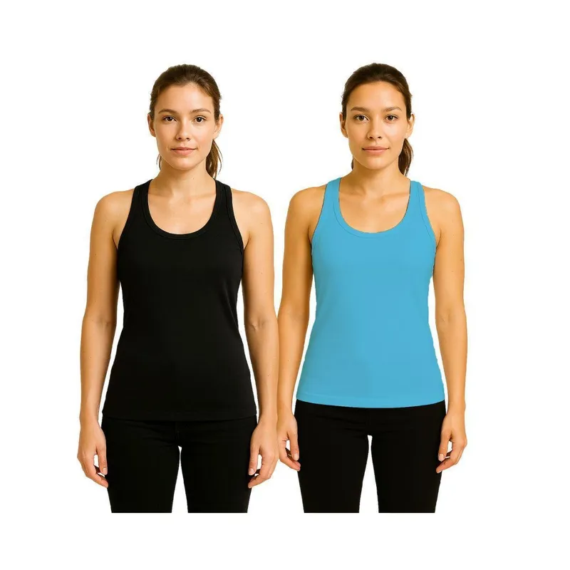Kit 2 Camisetas Femininas FMF Regata Nadador Academia Fitness