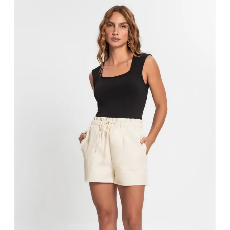 Shorts Feminino Sintético Endless Bege