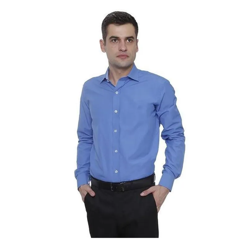 Camisa Passa Fácil Hugo Deleon Lisa Azul Royal