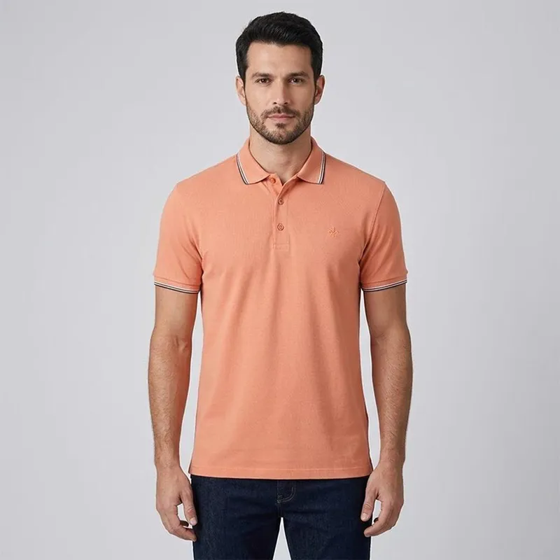 Camisa Polo Dudalina Frisos Degradê Masculino