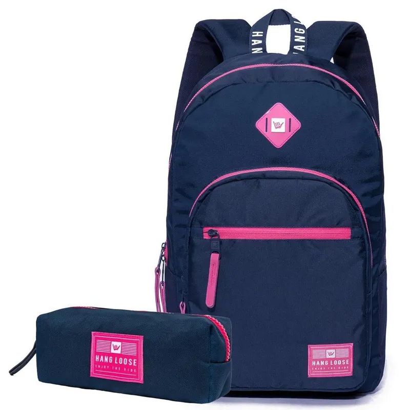 MOCHILA HANG LOOSE + ESTOJO WAKI ORIGINAL AZUL 20 Litros