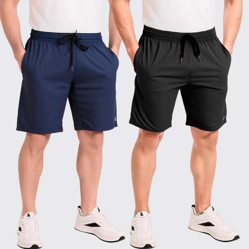 Kit 2 Bermuda Academia Tactel com Elastano Short Praia Treino Corrida