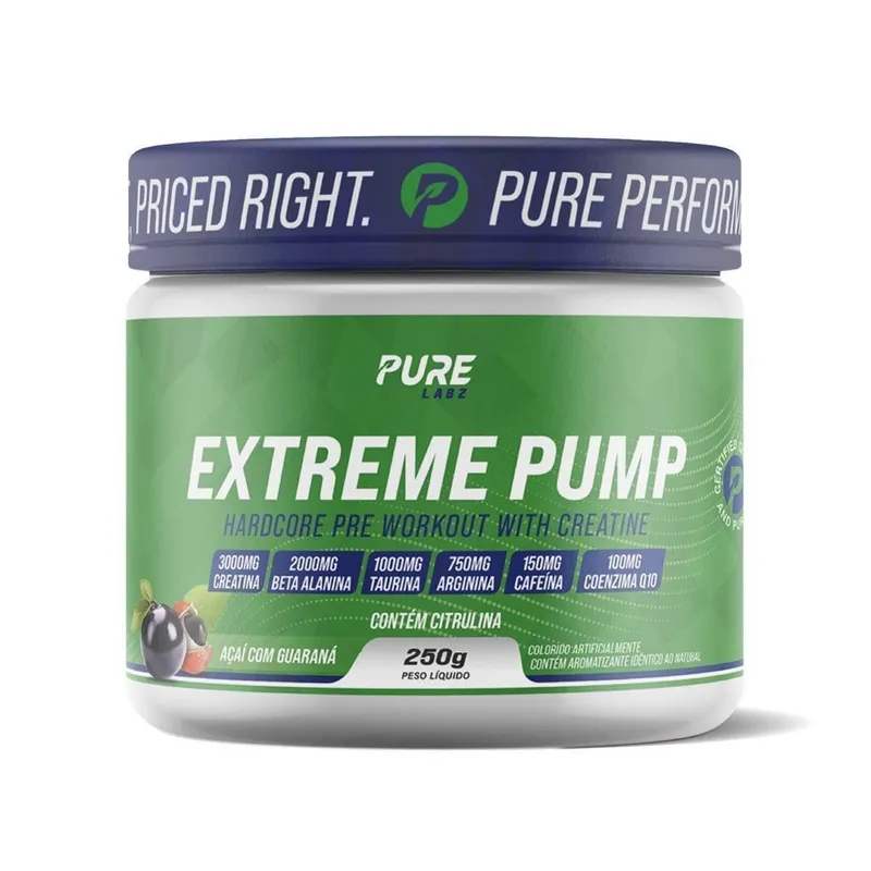 Pré Treino Extreme Pump 250g Maçã Verde Pure Athletic
