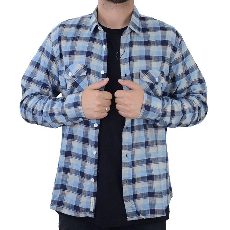 Camisa Masculina King&Joe ML Slim Azul - CS20242