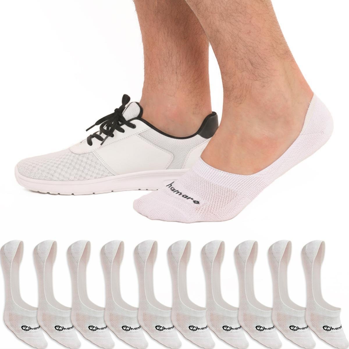 Kit 10 Pares Meias Zhamaro Cano Curto 100% Invisível C/ Silicone Algodão Masculina Feminina Academia