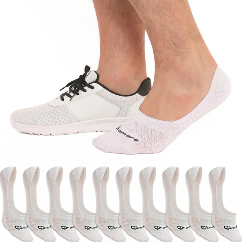 Kit 10 Pares Meias Zhamaro Cano Curto 100% Invisível C/ Silicone Algodão Masculina Feminina Academia