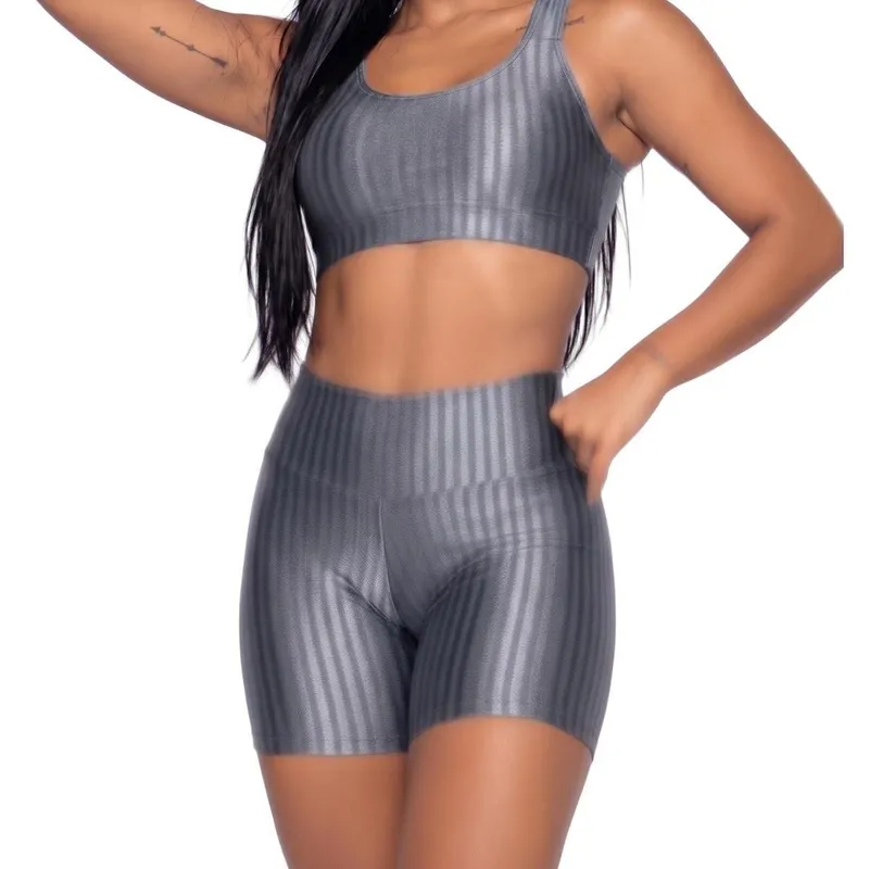 Short Fitness Ikat New Zig 3D Bella Fiore Poliamida Cós Alto Roupa Academia Treino Moda Feminina