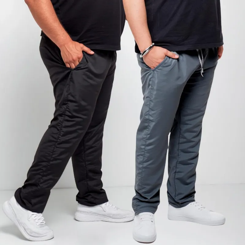 Kit 2 Calça Masculina Tactel Plus Size Lisa Casual Esportiva Popular
