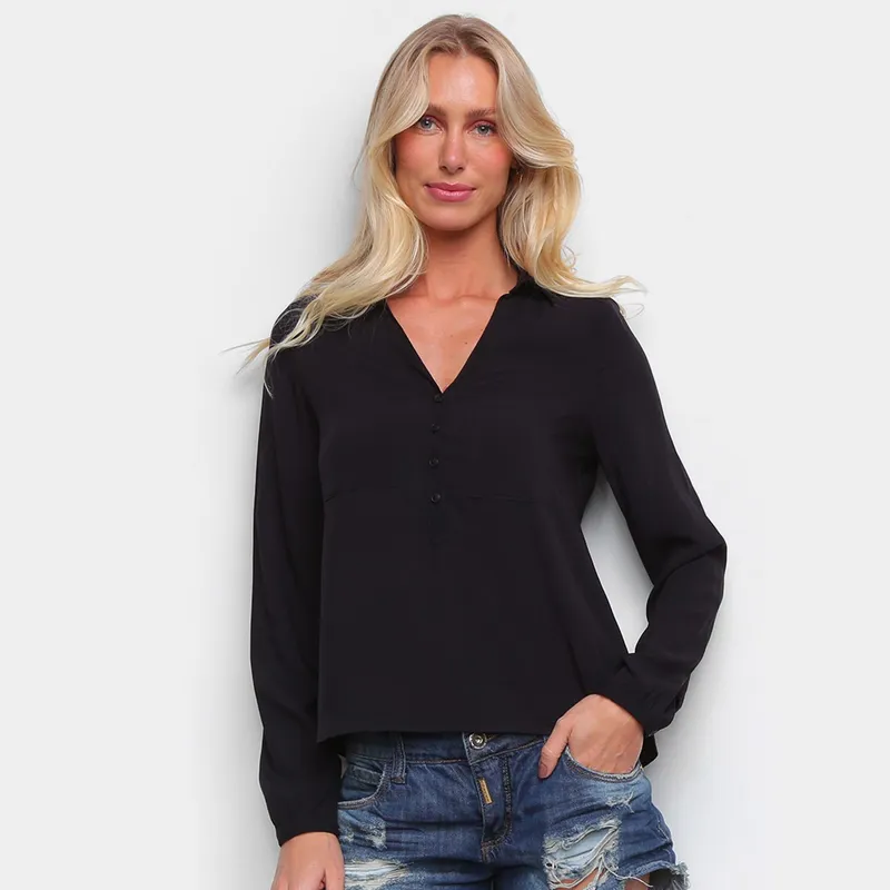 Camisa Hering Botões Manga Longa Bufante Feminina