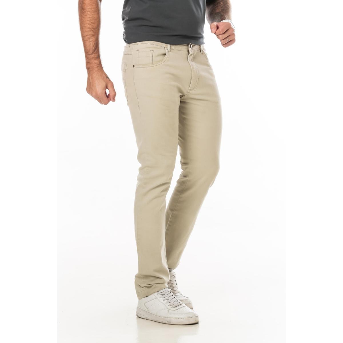 Calça Sarja Bege Caqui Adonis