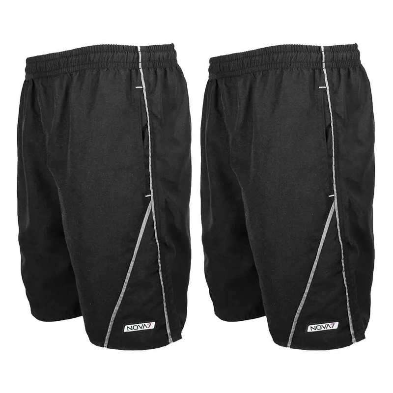 Kit 2 Short Tactel Leve Elástico Cordão Masculino 3 Bolsos Viés Listras Esportes Academia Corrida