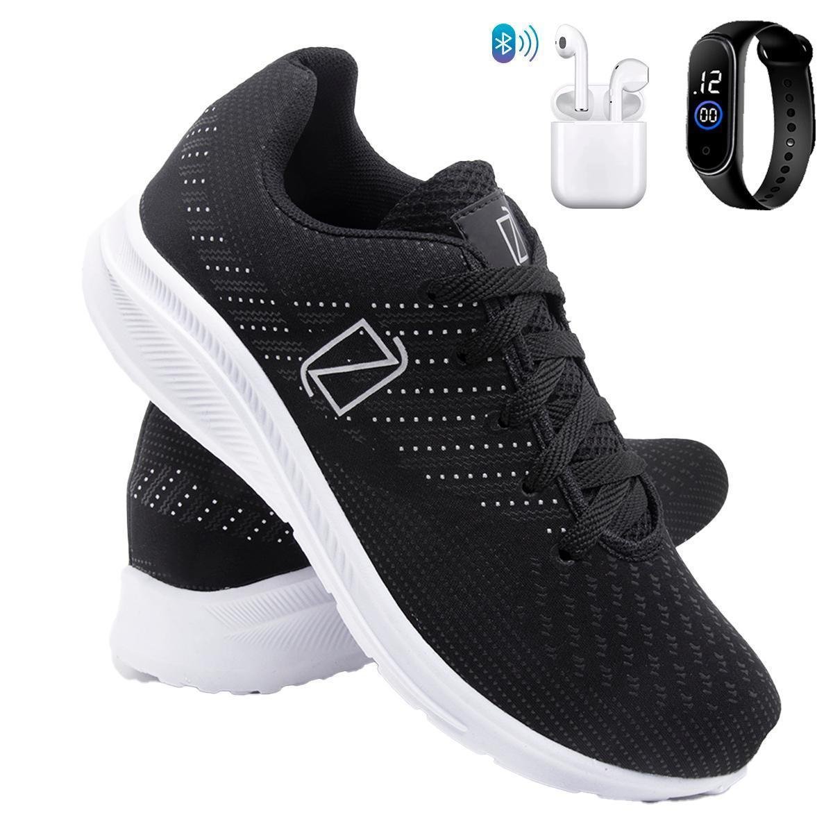 Kit Tênis Para Corrida e Treino Masculino Academia Macio e Confortável com Fone e Relógio