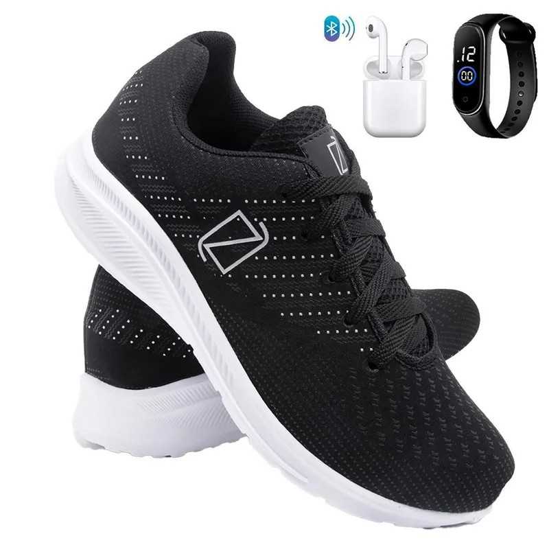 Kit Tênis Para Corrida e Treino Masculino Academia Macio e Confortável com Fone e Relógio