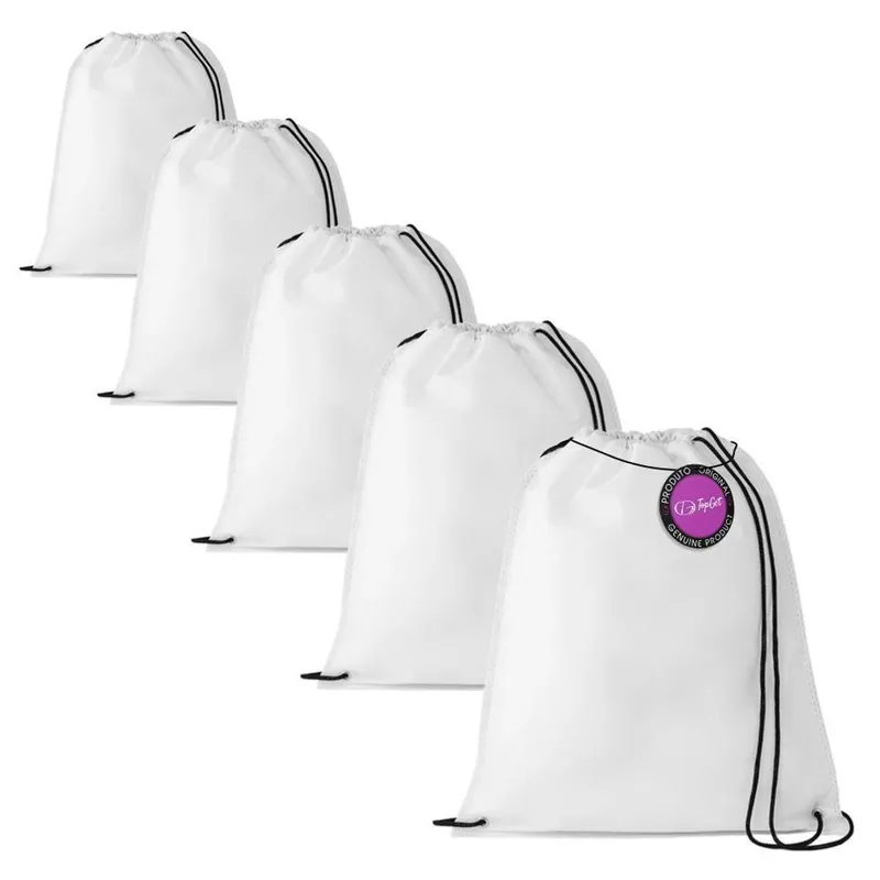 Kit 5x Mochilas tipo Saco Gym Sack em TNT Premium 33x40cm Marino TopGet