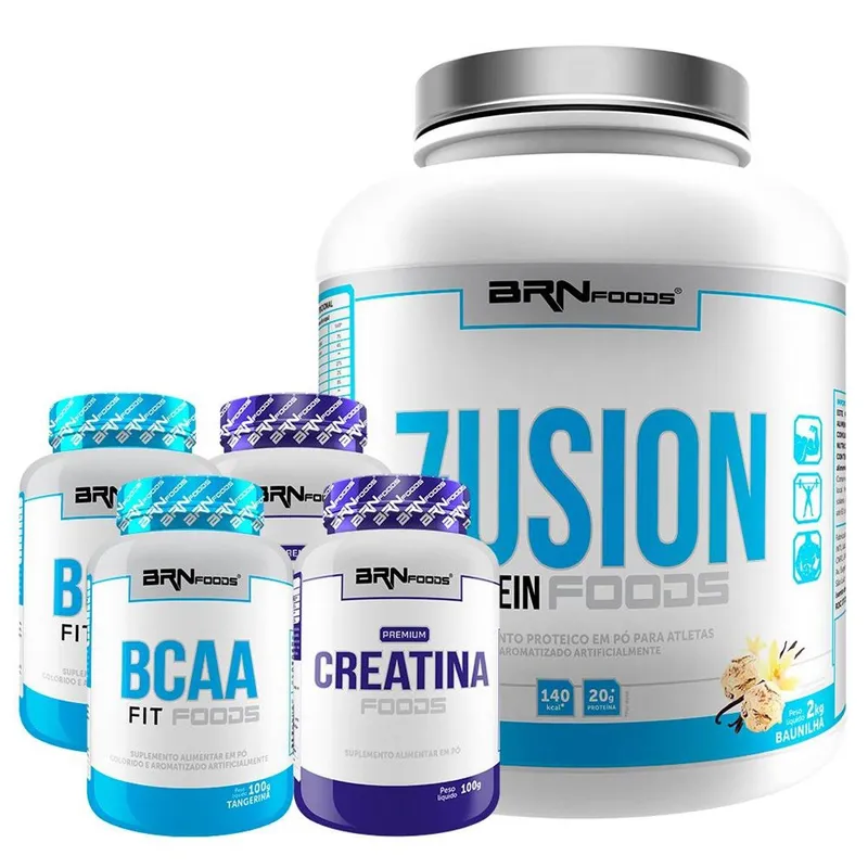 Kit Fusion 2kg + 2x BCAA 100g + 2x Creatina 100g - BRNFOODS