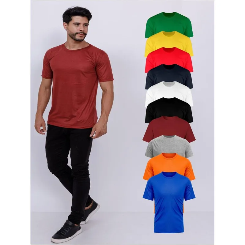 Kit Com 10 Camisetas Masculinas 100% Poliéster - Cores Cor:;Tamanho:P