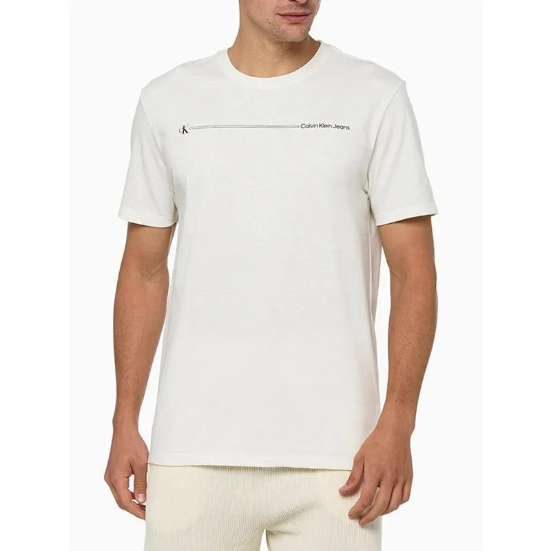Camiseta MC CKJ Sustainable CK Palito - Off white - CM3OS01TC793-0111