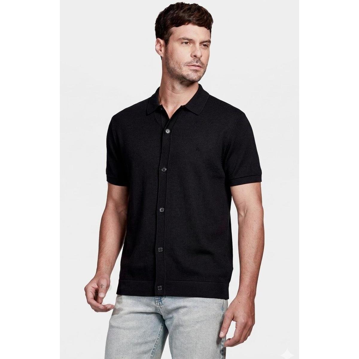 Camisa Aramis Manga Curta Wafle Preto