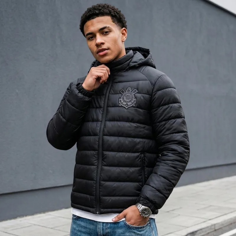 Jaqueta Corinthians Masculina Puffer