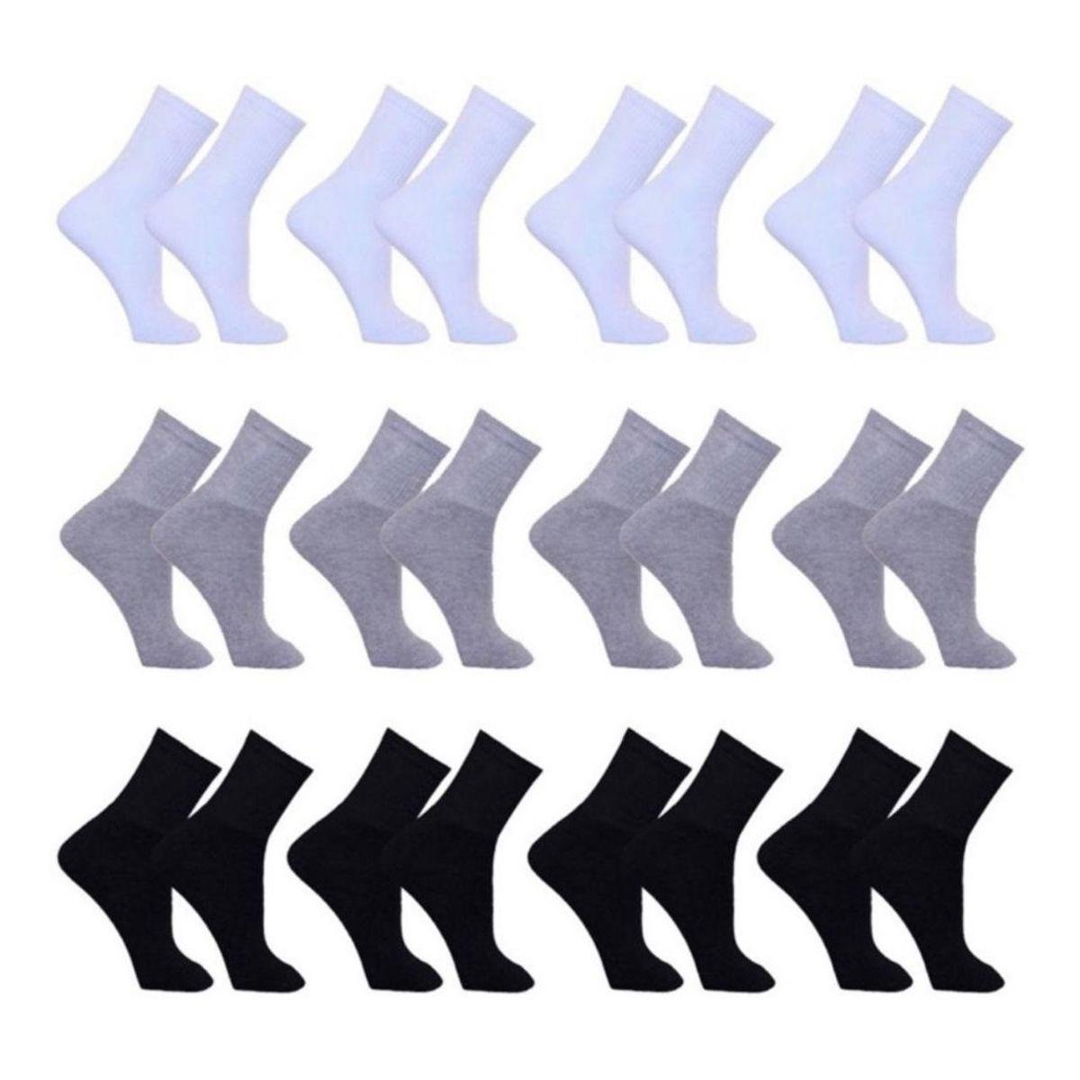 Kit 12 Pares de Meias Masculina Sport Cano Médio