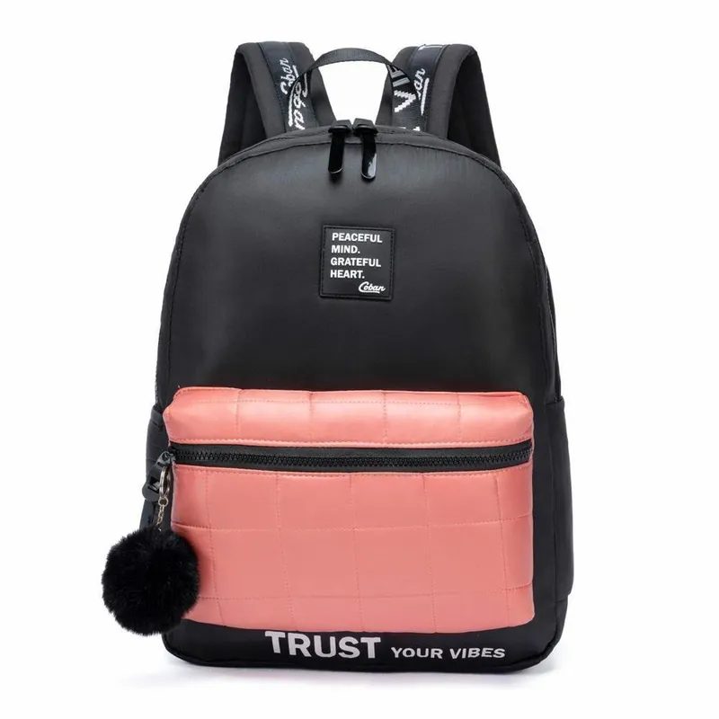 Mochila Feminina Escolar Faculdade Chaveiro Cor Preto
