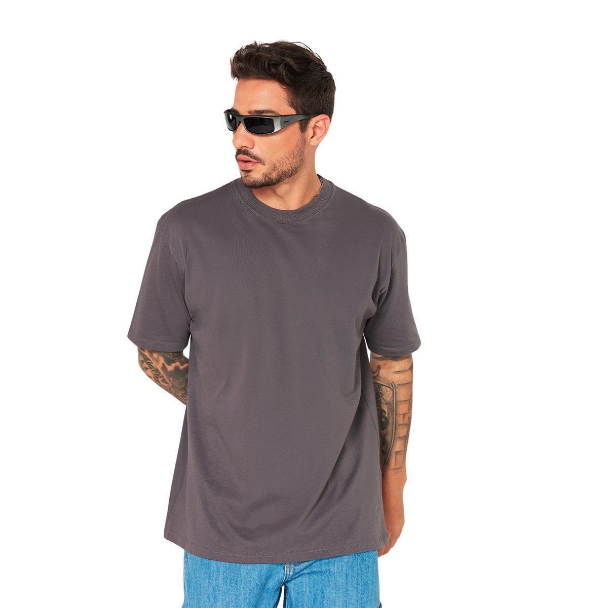 Camiseta Oversized Streetwear Cinza Camisa