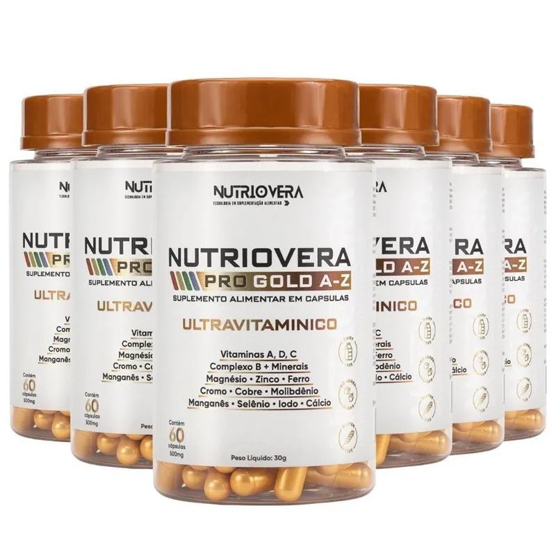 Kit 6 Pro Gold A - Z Nutriovera Ultra Vitamínico Nutrição