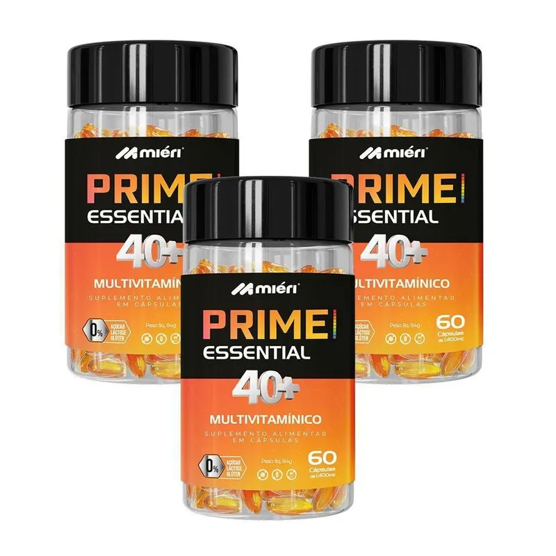 Kit Prime Essential Multivitamínico 40+ Miéri - 3 unid (180 cápsulas)