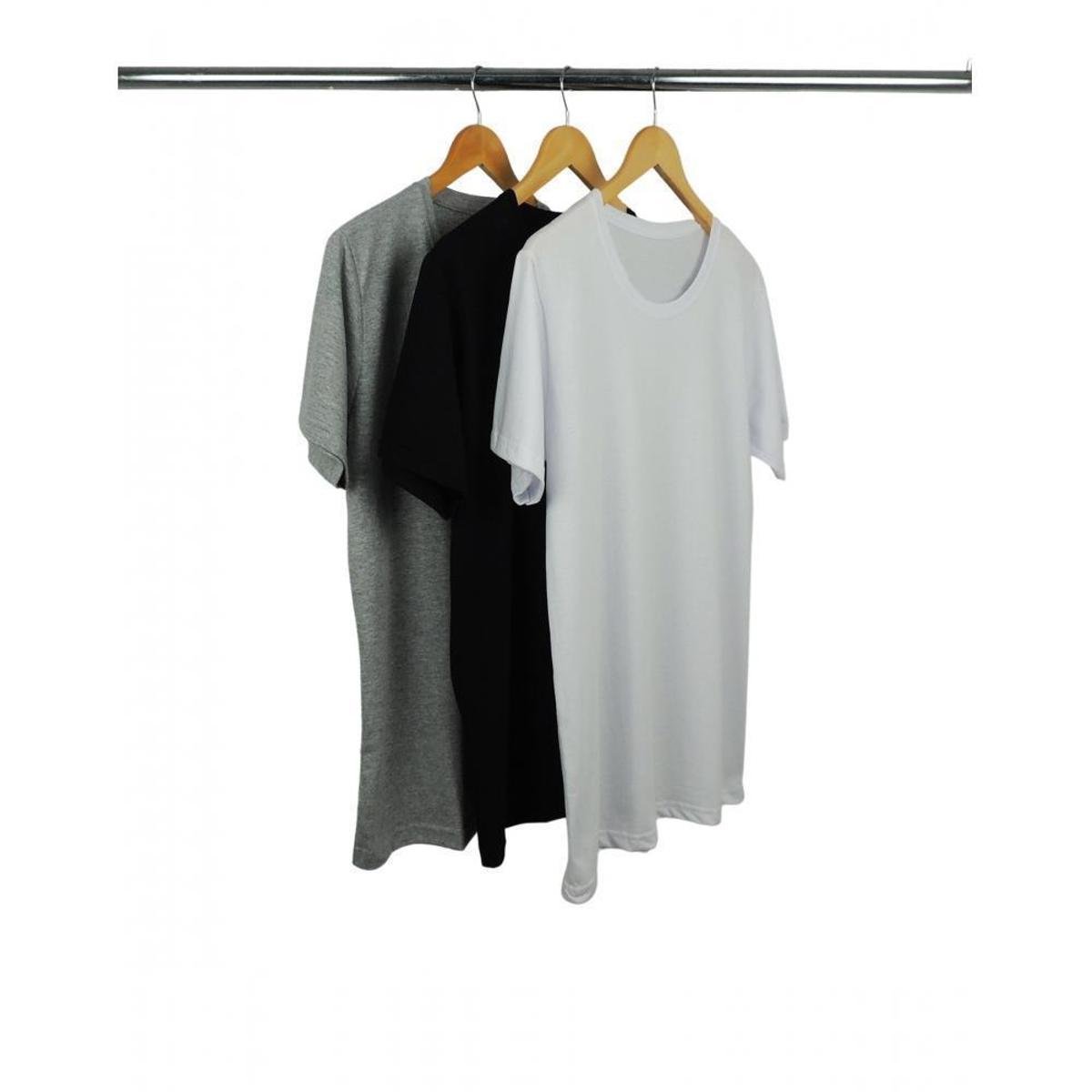 Kit Sortido 3 Camisetas Masculinas de Algodão Premium Básica Lisa