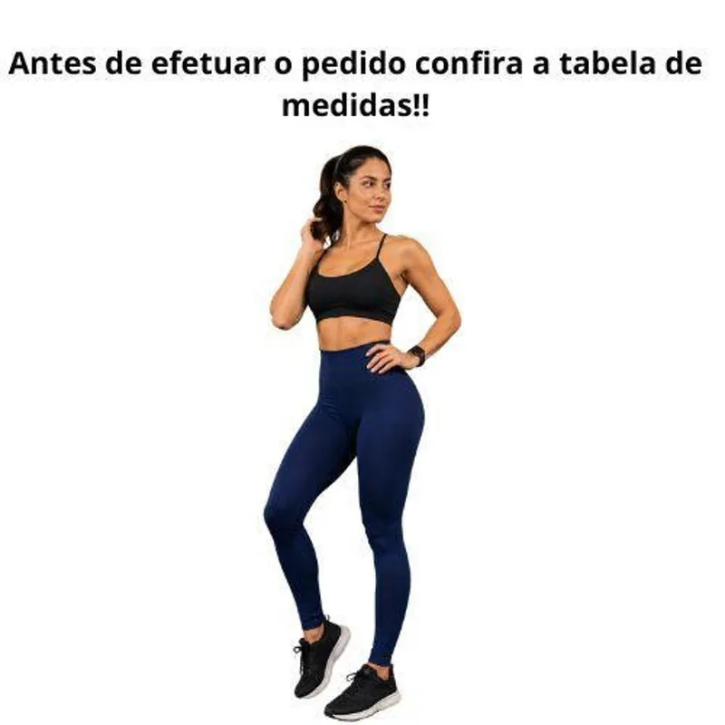 Calça Legging Sem Costura Cós Alto Selene- Azul Marinho