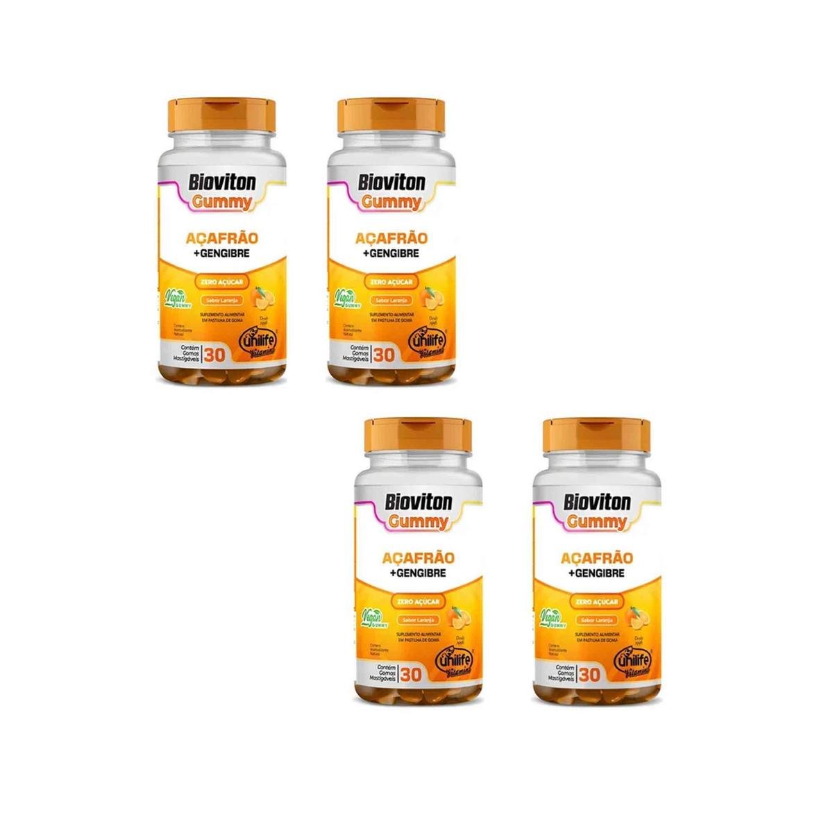 Kit 4 Gummy Açafrão + Gengibre 4x30 Gomas Unilife