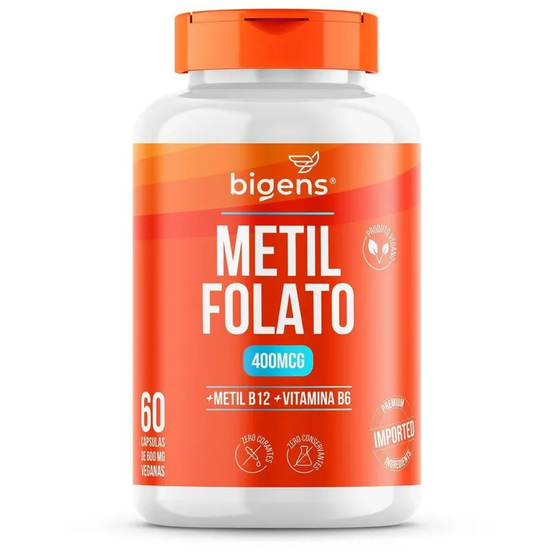 Metilfolato 400mcg Vitamina B12 B6 60 Caps - Bigens