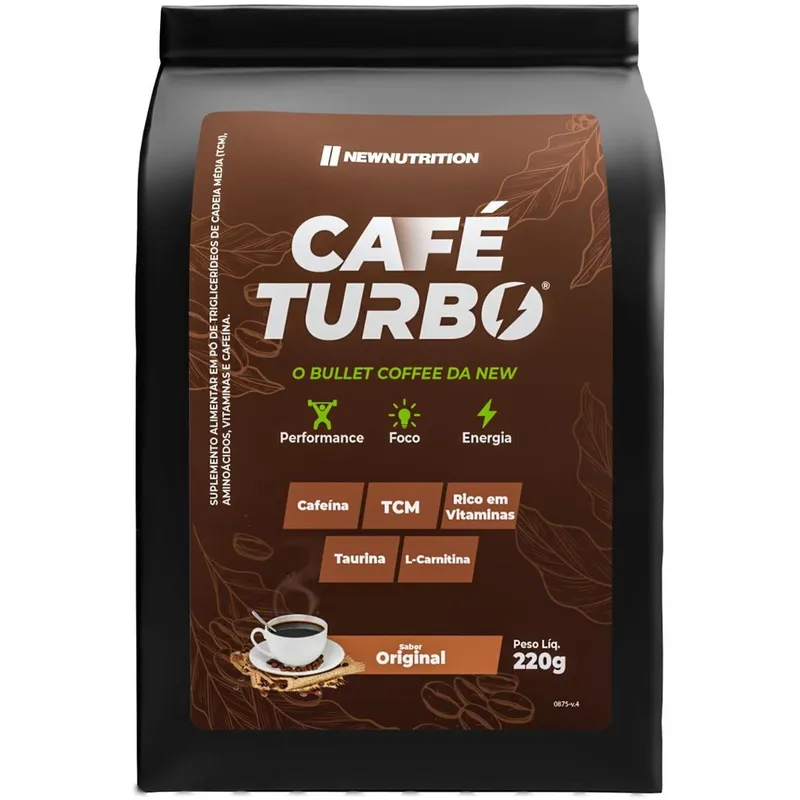 Refil Café Turbo Original Suplemento Alimentar em Pó 220g Pré Treino - Energia, Foco e Disposição!