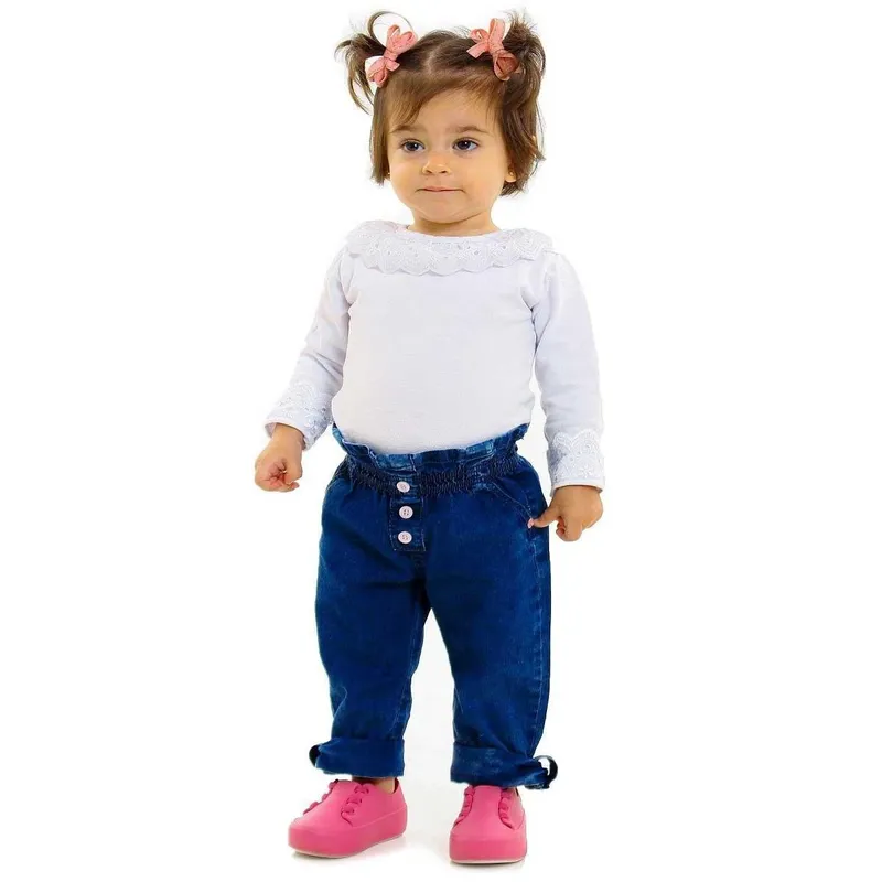 Calça Quase Anjo Jeans Infantil Baby Clochard Feminina