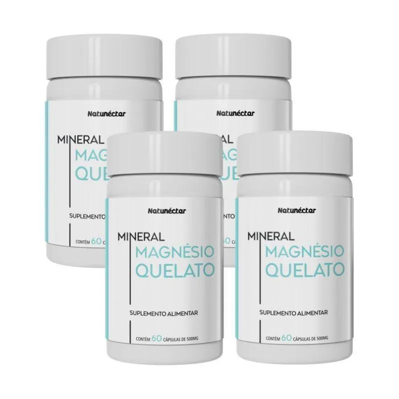 Kit Magnésio Quelato Natunectar 500mg - 4 unid (240 cápsulas)