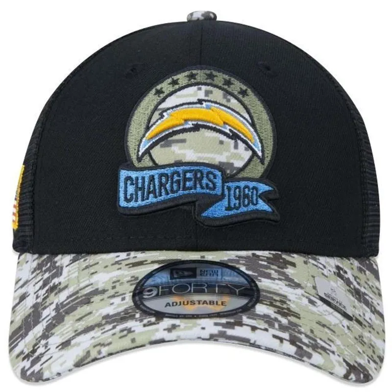BONÉ NEW ERA 940 LOS ANGELES CHARGERS SALUTE TO SERVICE TRUCKER NFP23BON221 PRETO VERDE CAMUFLADO