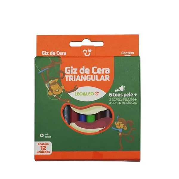 Giz De Cera Triangular 12 Cores