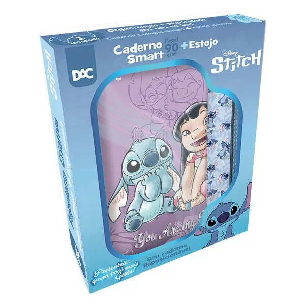 Kit Caixa Criativa Stitch Caderno E Estojo