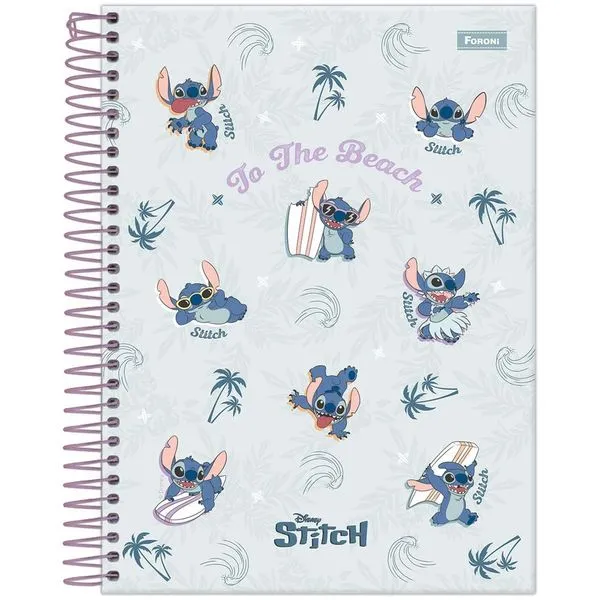 Caderno Colegial 1x1 80 Folhas Capa Dura Stitch