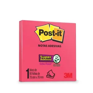 Bloco Adesivo Post-It 3M 76x76mm 90 Folhas Rosa Poppy