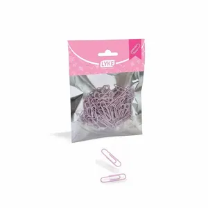 Clips Lyke Metálico Color Candy Rosa 33mm com 100 Unidades