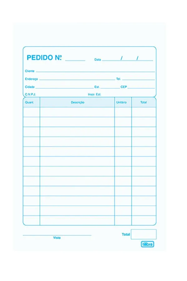 Talão de Pedido Tilibra 1 Via Pequeno com 50 Folhas 106x160mm