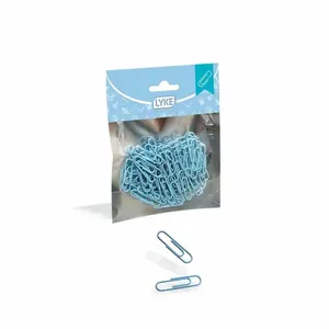 Clips Lyke Metálico Color Candy Azul 33mm com 100 Unidades