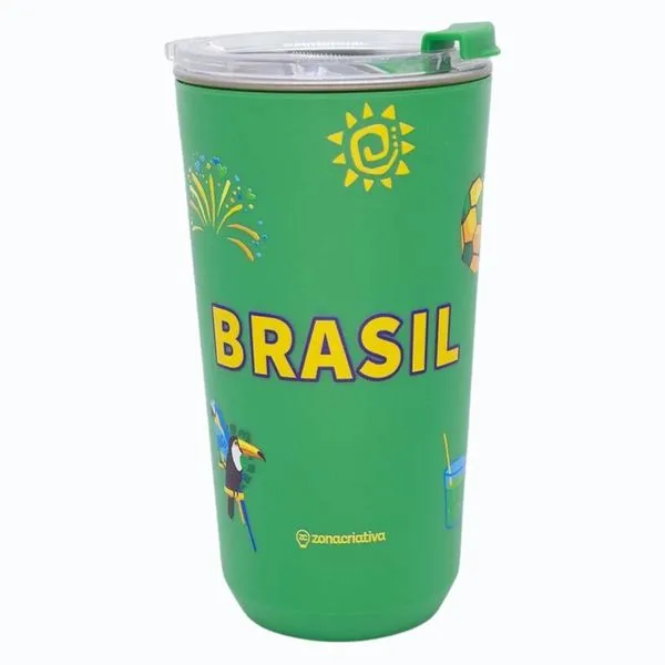 Copo SKY Inox com Tampa 500ML BRASIL - Zona Criativa