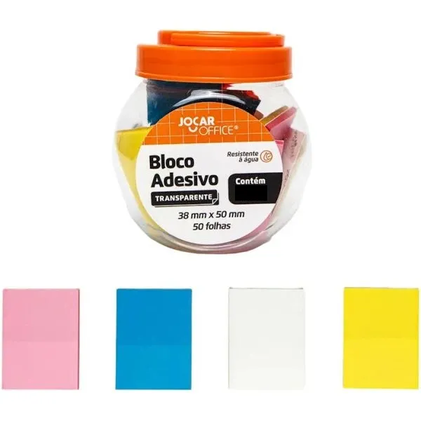 Bloco Anotações Adesivo Transparente 1 Unidade Diversas Cores