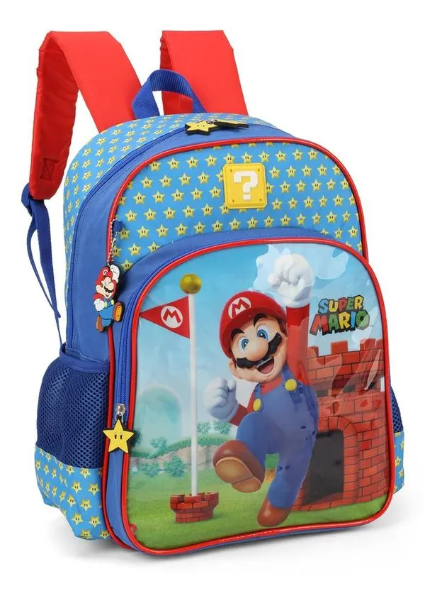 Mochila Com Alça Super Mario Estrela Azul