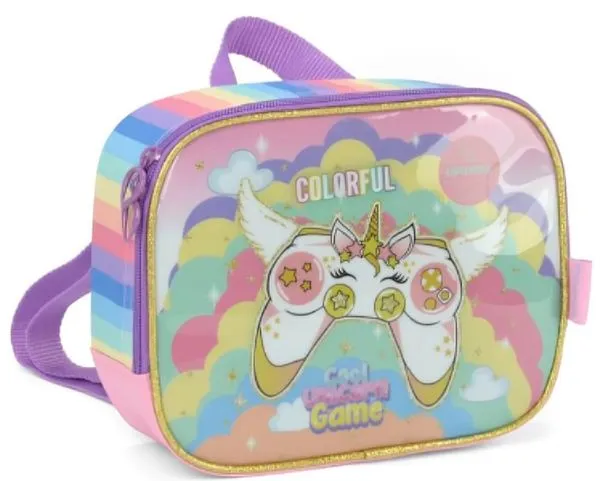 Lancheira Unicórnio Game Rosa